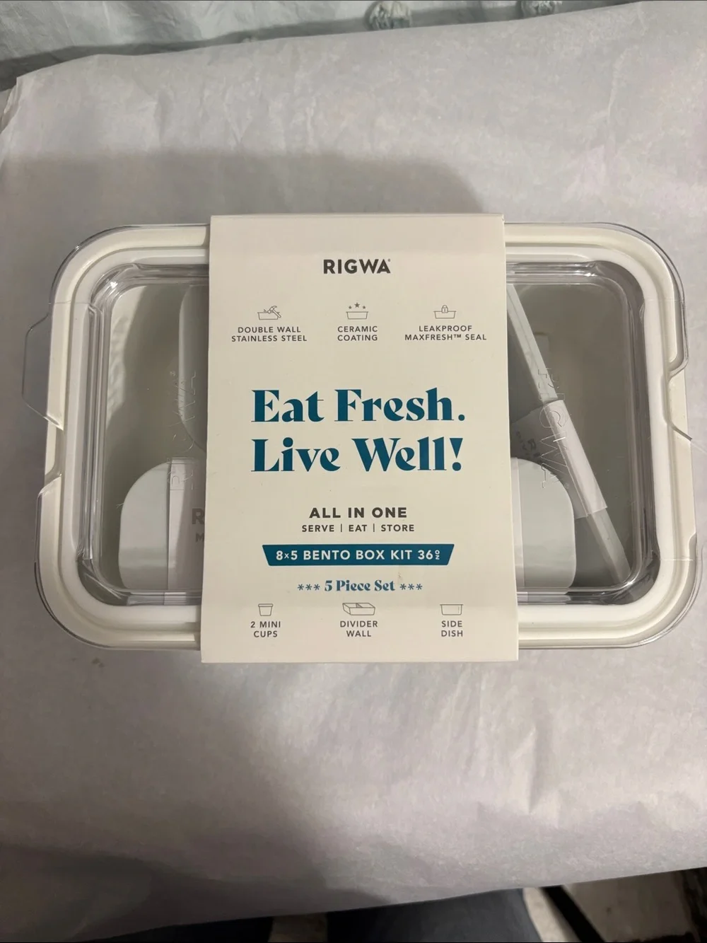White Bento Box Kit - 5 Piece Food Storage Set